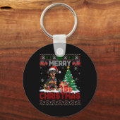 Vrolijk kerstfeest Doberman Pinscher Lover Ugly Xm Sleutelhanger (Voorkant)