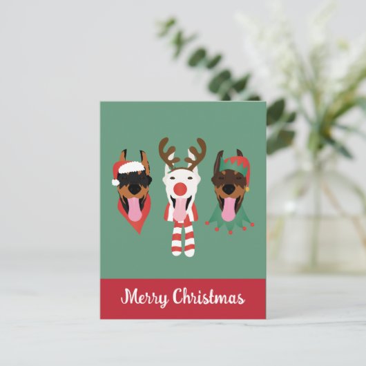 Vrolijk kerstfeest Dobermann Honden Briefkaart (Staand voorkant)