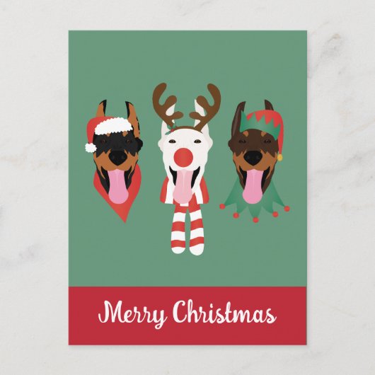 Vrolijk kerstfeest Dobermann Honden Briefkaart (Voorkant)