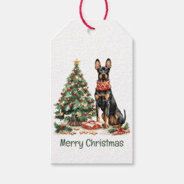Vrolijk kerstfeest Dobermann Honden Cadeaulabel