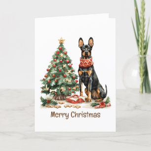 Vrolijk kerstfeest Dobermann Honden Feestdagen Kaart