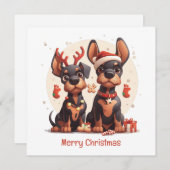 Vrolijk kerstfeest Dobermann Honden Feestdagenkaart (Voorkant / Achterkant)