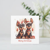 Vrolijk kerstfeest Dobermann Honden Feestdagenkaart (Staand voorkant)
