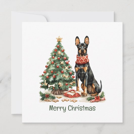 Vrolijk kerstfeest Dobermann Honden Feestdagenkaart (Voorkant)