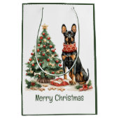Vrolijk kerstfeest Dobermann Honden Medium Cadeauzakje (Voorkant)