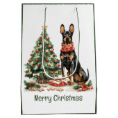 Vrolijk kerstfeest Dobermann Honden Medium Cadeauzakje (Achterkant)