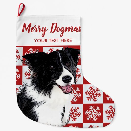Vrolijk kerstfeest Dogmas Border Collie Festive Do Grote Kerstsok (Voorkant)