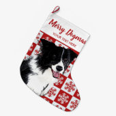 Vrolijk kerstfeest Dogmas Border Collie Festive Do Grote Kerstsok (Voorkant (Hangend))