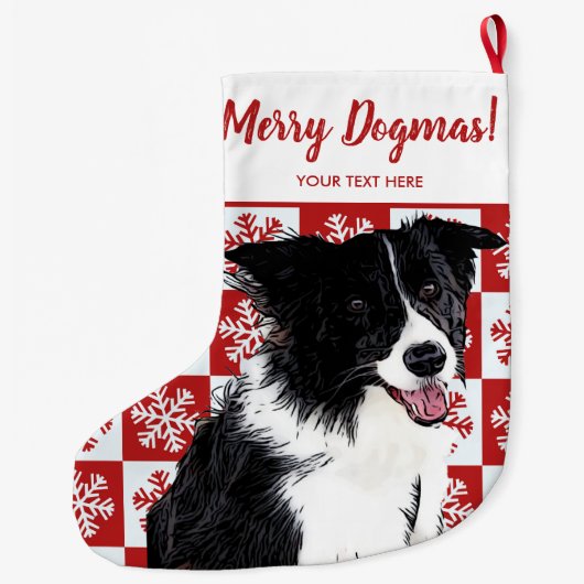 Vrolijk kerstfeest Dogmas Border Collie Festive Do Grote Kerstsok (Achterkant)