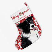 Vrolijk kerstfeest Dogmas Border Collie Festive Do Grote Kerstsok (Achterkant (Hangend))