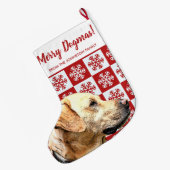 Vrolijk kerstfeest Dogmas Geel Lab Festive Red Dog Grote Kerstsok (Achterkant (Hangend))