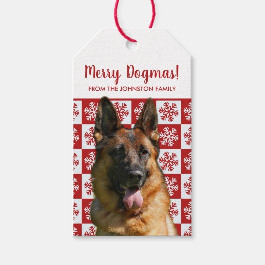 Vrolijk kerstfeest Dogmas German Shepherd Dog Cadeaulabel (Voorkant)
