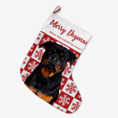 Vrolijk kerstfeest Dogmas Rottweiler Festive Red D Grote Kerstsok (Voorkant (Hangend))