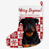 Vrolijk kerstfeest Dogmas Rottweiler Festive Red D Grote Kerstsok (Achterkant)