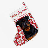 Vrolijk kerstfeest Dogmas Rottweiler Festive Red D Grote Kerstsok (Achterkant (Hangend))
