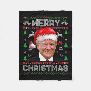 Vrolijk Kerstfeest Donald Trump Kerstman Familie X Fleece Deken