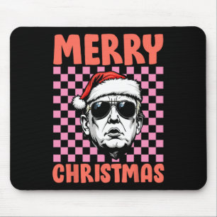 Vrolijk kerstfeest Donald Trump Santa Checkered Ho Muismat
