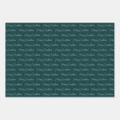 Vrolijk kerstfeest donker blauwgroen feestelijke v inpakpapier vel (Voorkant 3)