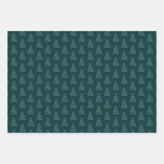 Vrolijk kerstfeest donker blauwgroen feestelijke v inpakpapier vel (Voorkant)