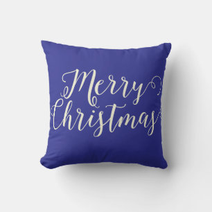 Vrolijk Kerstfeest Donkerblauw Beige Kerst Kussen