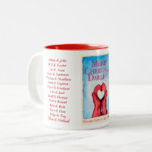 Vrolijk kerstfeest, donkere mok met stelletnamen (Voorkant links)