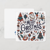 Vrolijk kerstfeest Doodle Art Celebration Kaart (Voorkant / Achterkant)