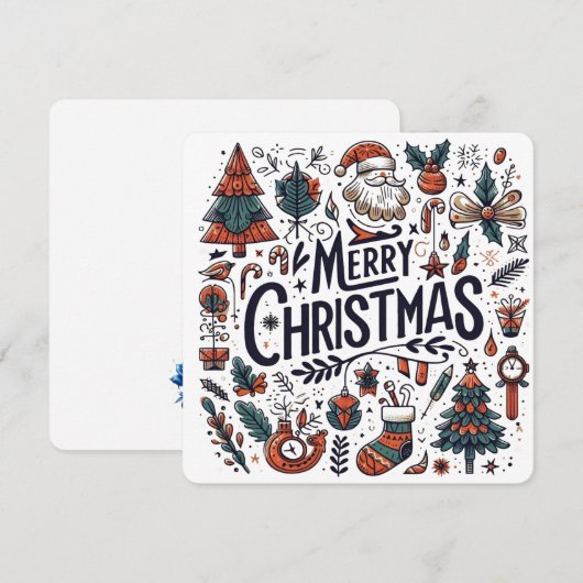 Vrolijk kerstfeest Doodle Art Celebration Kaart (Voorkant / Achterkant)