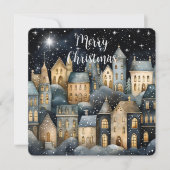 Vrolijk Kerstfeest  Dorp Familie Foto Naam Kaart (Voorkant)