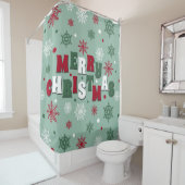 Vrolijk kerstfeest douchegordijn (In situ)