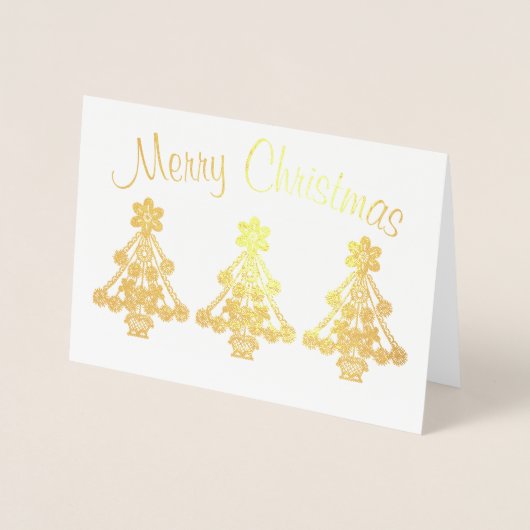 Vrolijk kerstfeest drie Elaborate Tree-contouren Folie Kaarten (Voorkant)