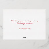 Vrolijk Kerstfeest Drie Foto Collage Rood Wit Folie Feestdagenkaart (Achterkant)