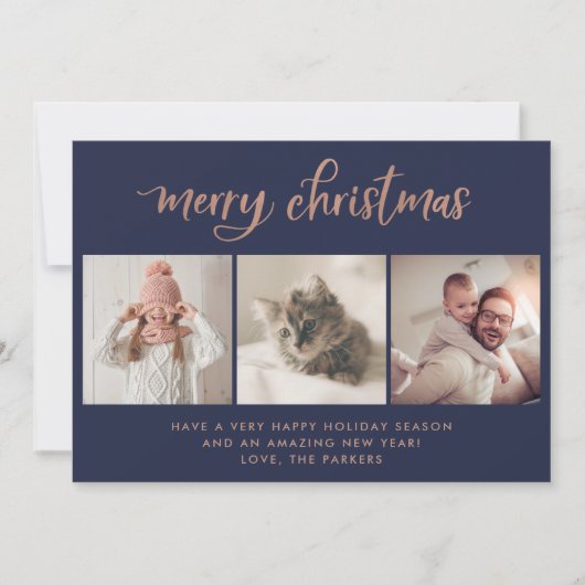 vrolijk kerstfeest | Drie foto's van Navy en Roos  Feestdagenkaart (Voorkant)