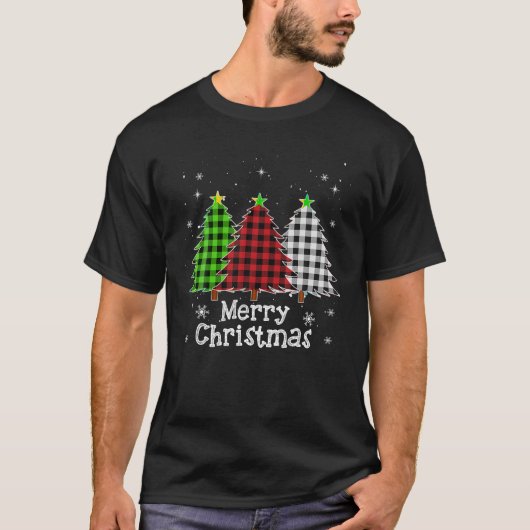 Vrolijk kerstfeest Drie kerstbomen Buffalo Pset Wo T-shirt (Voorkant)