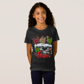 Vrolijk kerstfeest Drie kippen Buffalo Leopard Red T-shirt (Voorkant volledig)