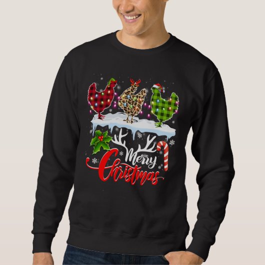 Vrolijk kerstfeest Drie kippen Buffalo Leopard Red Trui (Voorkant)