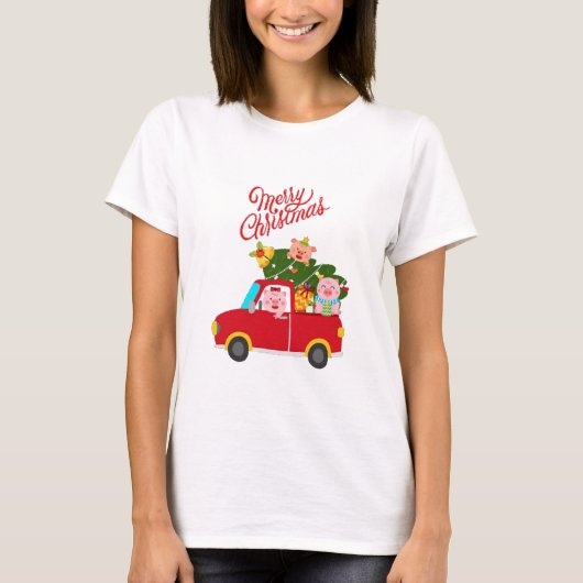 Vrolijk kerstfeest Drie kleine kronkeltjes T-shirt (Voorkant)