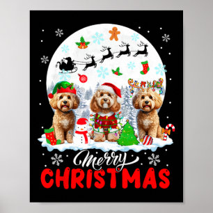 Vrolijk Kerstfeest Drie Santa Elf Rendier Apoos Ei Poster