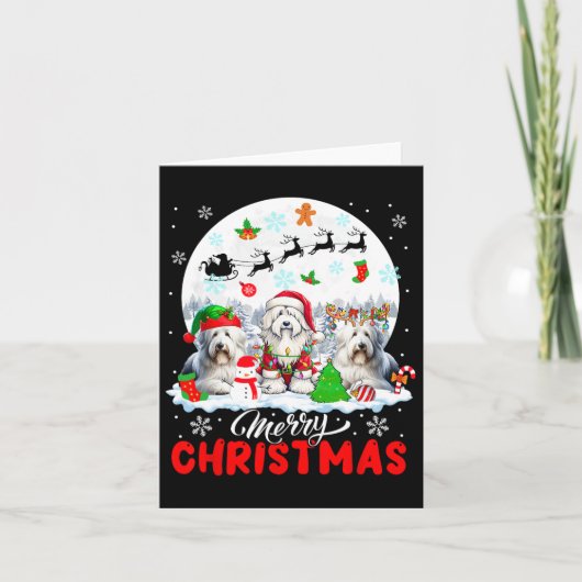 Vrolijk Kerstfeest Drie Santa Elf Rendier Bearded Kaart (Voorkant)