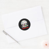 Vrolijk Kerstfeest Drie Santa Elf Rendier Bernedoo Ronde Sticker (Envelop)