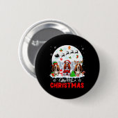 Vrolijk Kerstfeest Drie Santa Elf Rendier Bet Houn Ronde Button 5,7 Cm (Voorkant /achterkant)