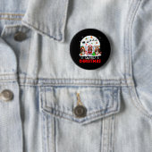 Vrolijk Kerstfeest Drie Santa Elf Rendier Bet Houn Ronde Button 5,7 Cm (In situ)