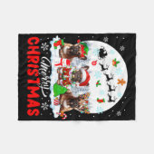 Vrolijk Kerstfeest Drie Santa Elf Rendier Frans Bu Fleece Deken (Voorkant (Horizontaal))