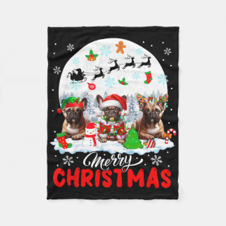 Vrolijk Kerstfeest Drie Santa Elf Rendier Frans Bu Fleece Deken