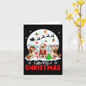 Vrolijk Kerstfeest Drie Santa Elf Rendier Labrador Kaart (Gele Bloem)