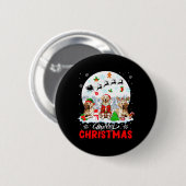 Vrolijk Kerstfeest Drie Santa Elf Rendier Labrador Ronde Button 5,7 Cm (Voorkant /achterkant)