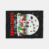 Vrolijk Kerstfeest Drie Santa Elf Rendier Papillon Fleece Deken (Voorkant (Horizontaal))