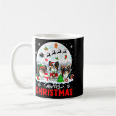 Vrolijk Kerstfeest Drie Santa Elf Rendier Papillon Koffiemok (Links)