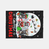 Vrolijk Kerstfeest Drie Santa Elf Rendier Pit Bull Fleece Deken (Voorkant (Horizontaal))
