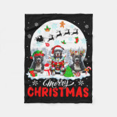 Vrolijk Kerstfeest Drie Santa Elf Rendier Pit Bull Fleece Deken (Voorkant)