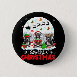 Vrolijk Kerstfeest Drie Santa Elf Rendier Pit Bull Ronde Button 5,7 Cm